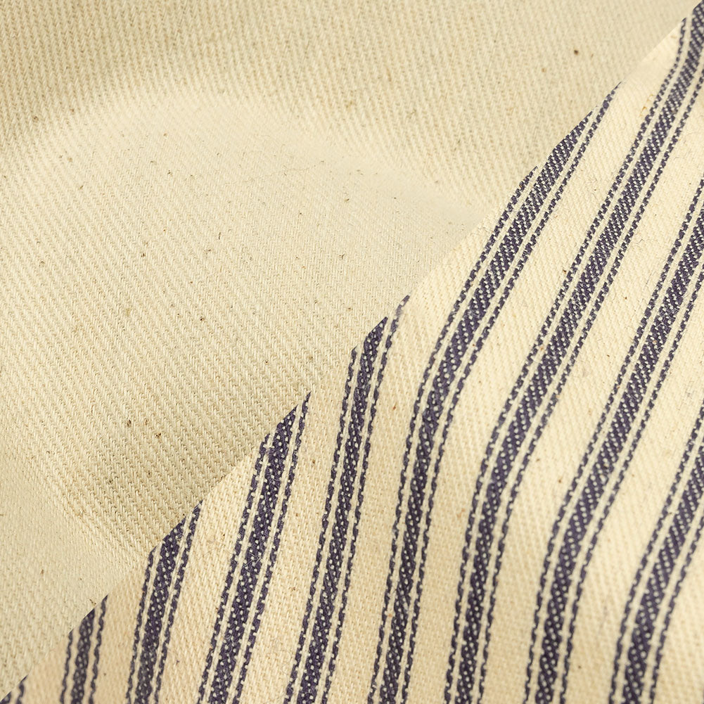 Natural and Blue Bonded Ticking Stripe Twill and Speckled Cotton Twill - Joann Fabrics