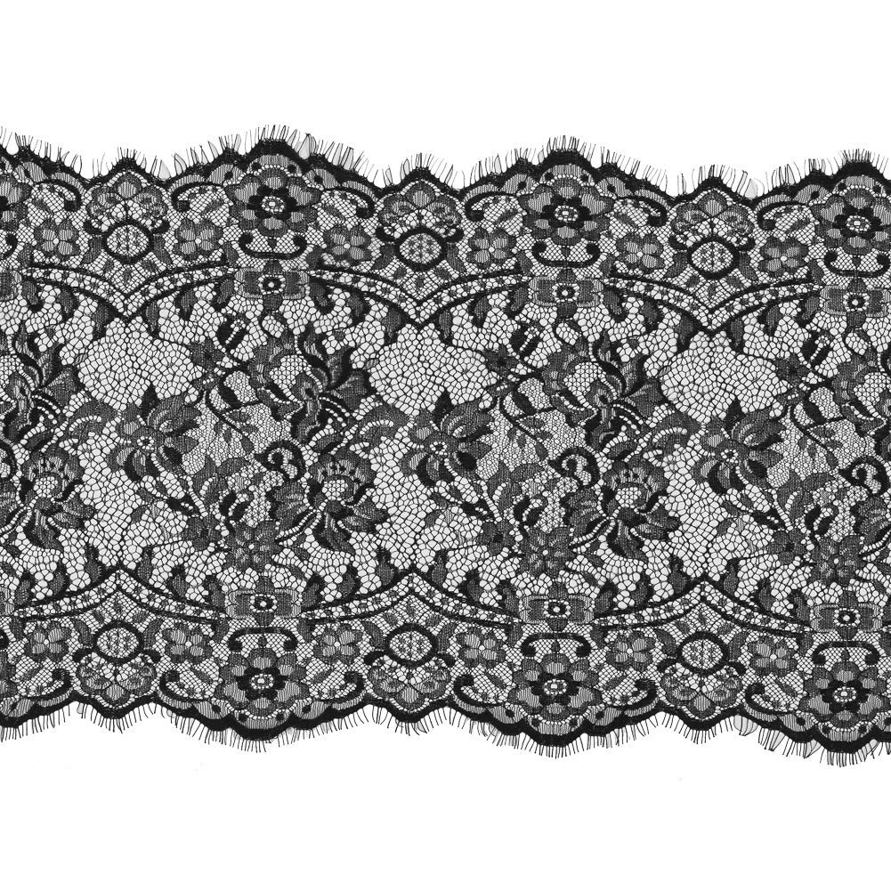 Black Wide Floral Lace with Eyelash Edges - Joann Fabrics