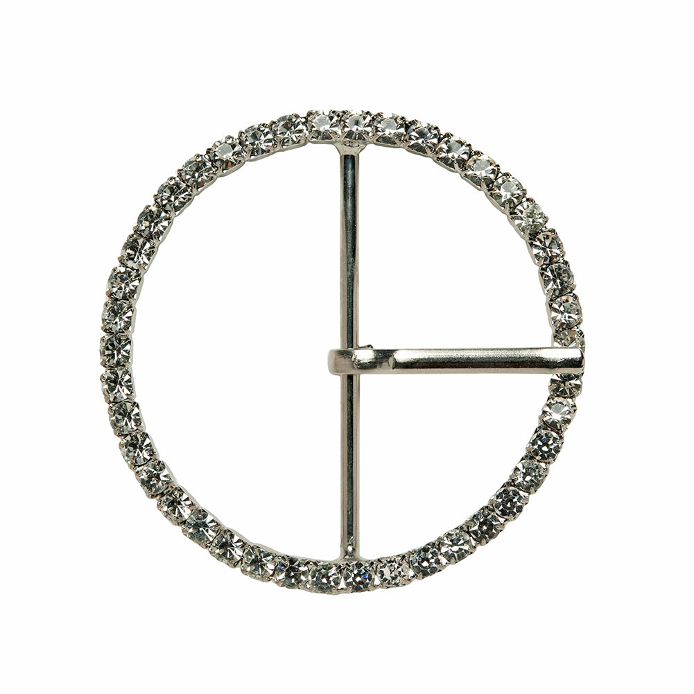 Swarovski Crystal and Silver Circular Rhinestone Buckle - 2.5