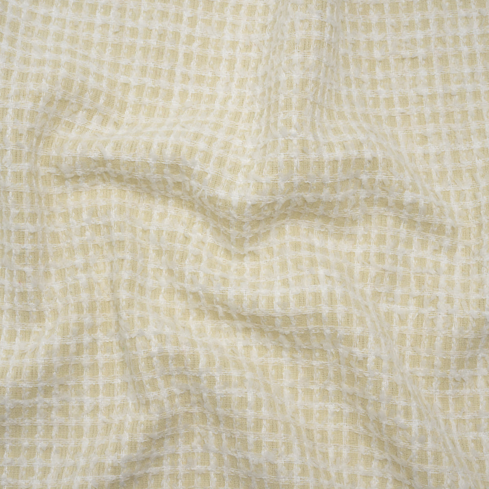 Fluffy Tweed - Cream and White Mini Windowpane Checks - Deadstock - Joann Fabrics