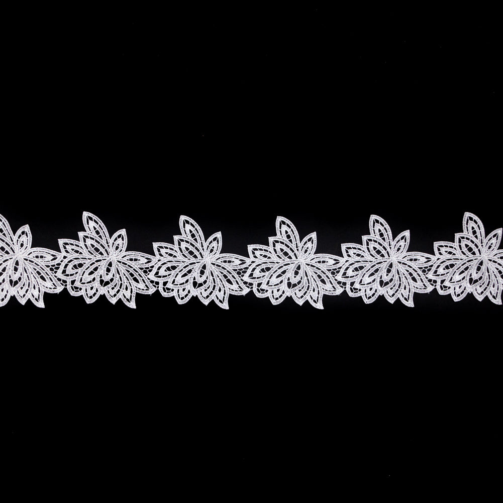 Fancy White Floral Venise Lace Trim - 3.5