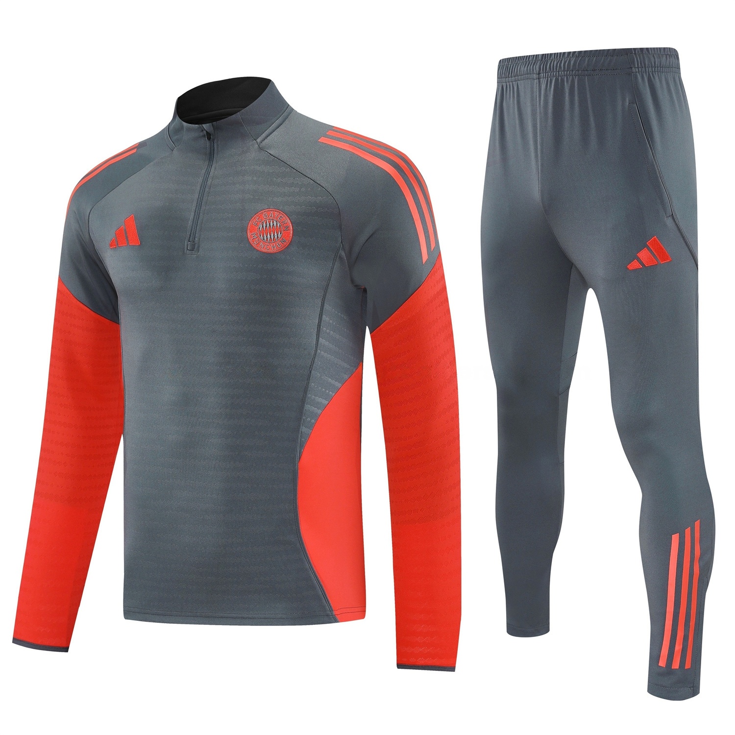 Bayern Munich 25-26 Long Sleeves Training Set - Dark Grey And Red Top & Pants - UnitedFutballJersey