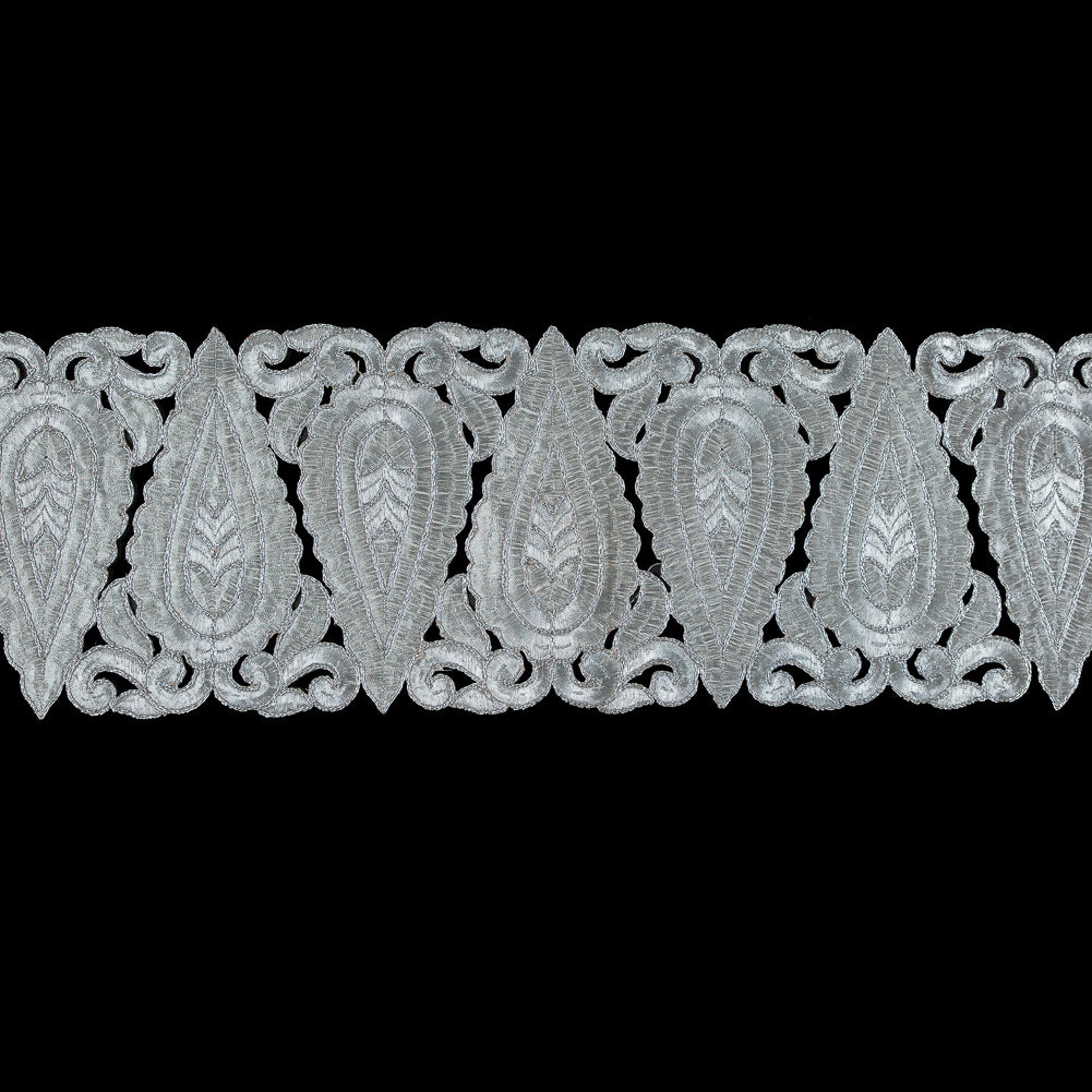 Metallic Silver Wide Paisley-Like Trim - 5.5