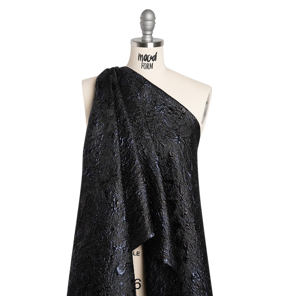 Metallic Brocade - Black and Navy Abstract Sponge Texture - Joann Fabrics