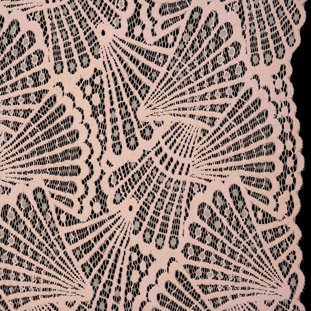 Stretch Raschel Lace with Finished Edges - Blush Pink and Light Blue Shell Fans - Joann Fabrics