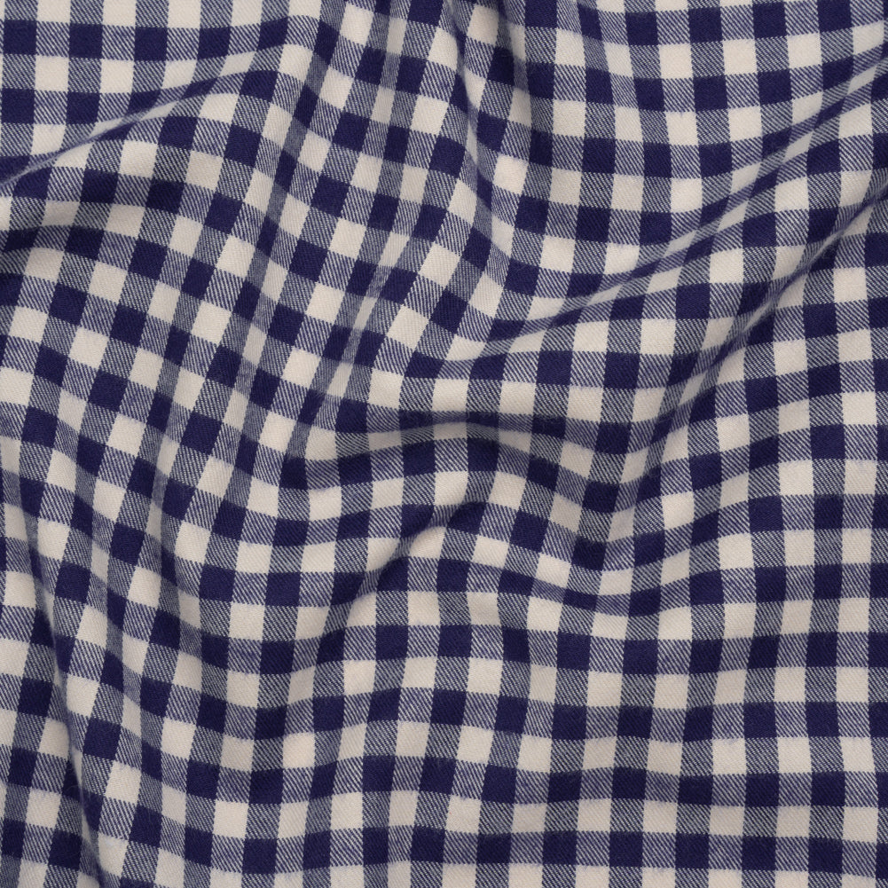 Soft Cotton Twill Shirting - Ultramarine Blue and Cream Gingham Checks - Deadstock - Joann Fabrics