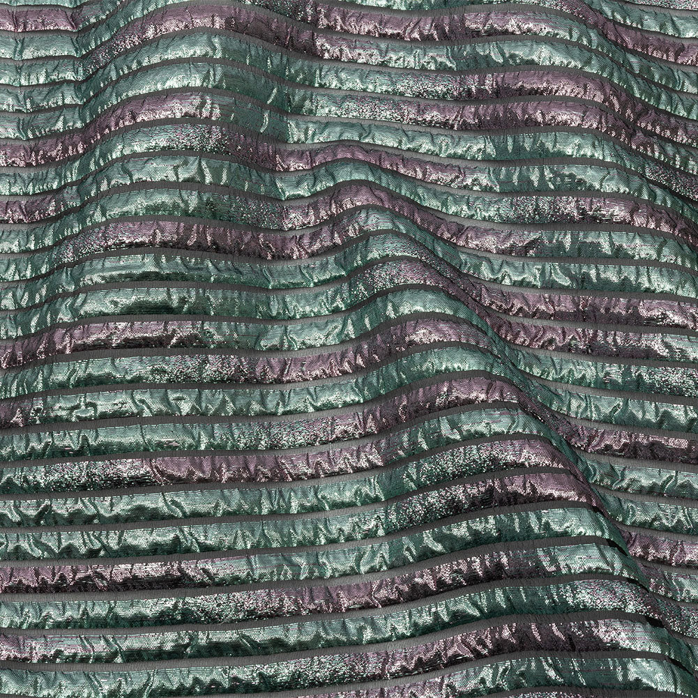 Metallic Turquoise Blue and Rouge Pink Luxury Striped Burnout Brocade - Joann Fabrics