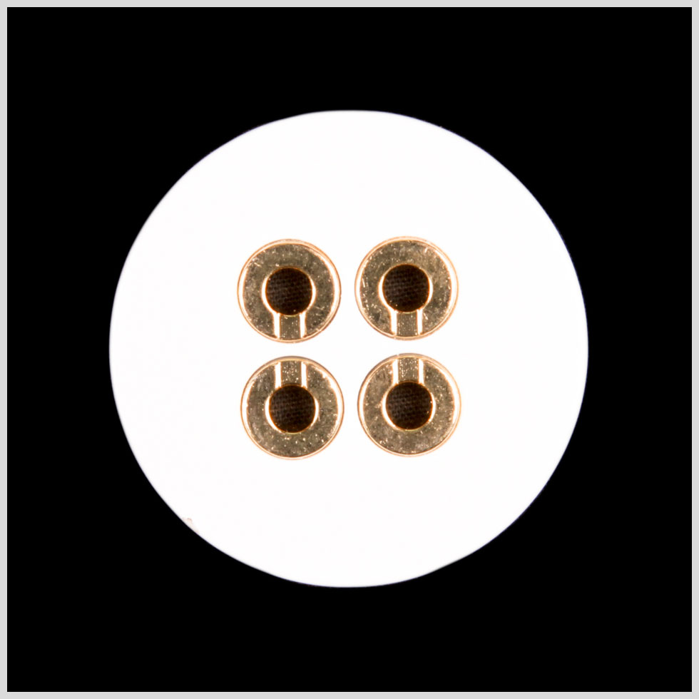 White Lacquer 4-Hole Gold Metal Button - 48L/30.5mm - Joann Fabrics