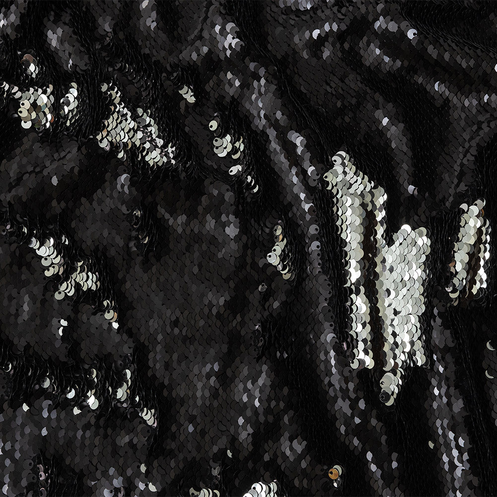 Stretch Rayon Jersey with Two-Tone Paillette Sequins - Silver and Black - Nyla Collection - Joann Fabrics