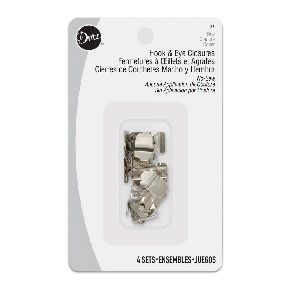 Dritz No-Sew Wide Hook & Eye Closures - Nickel - 4 Sets - Joann Fabrics