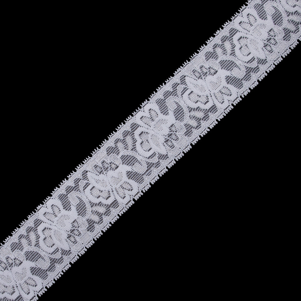 White Stretch Lace Trim - 2.625