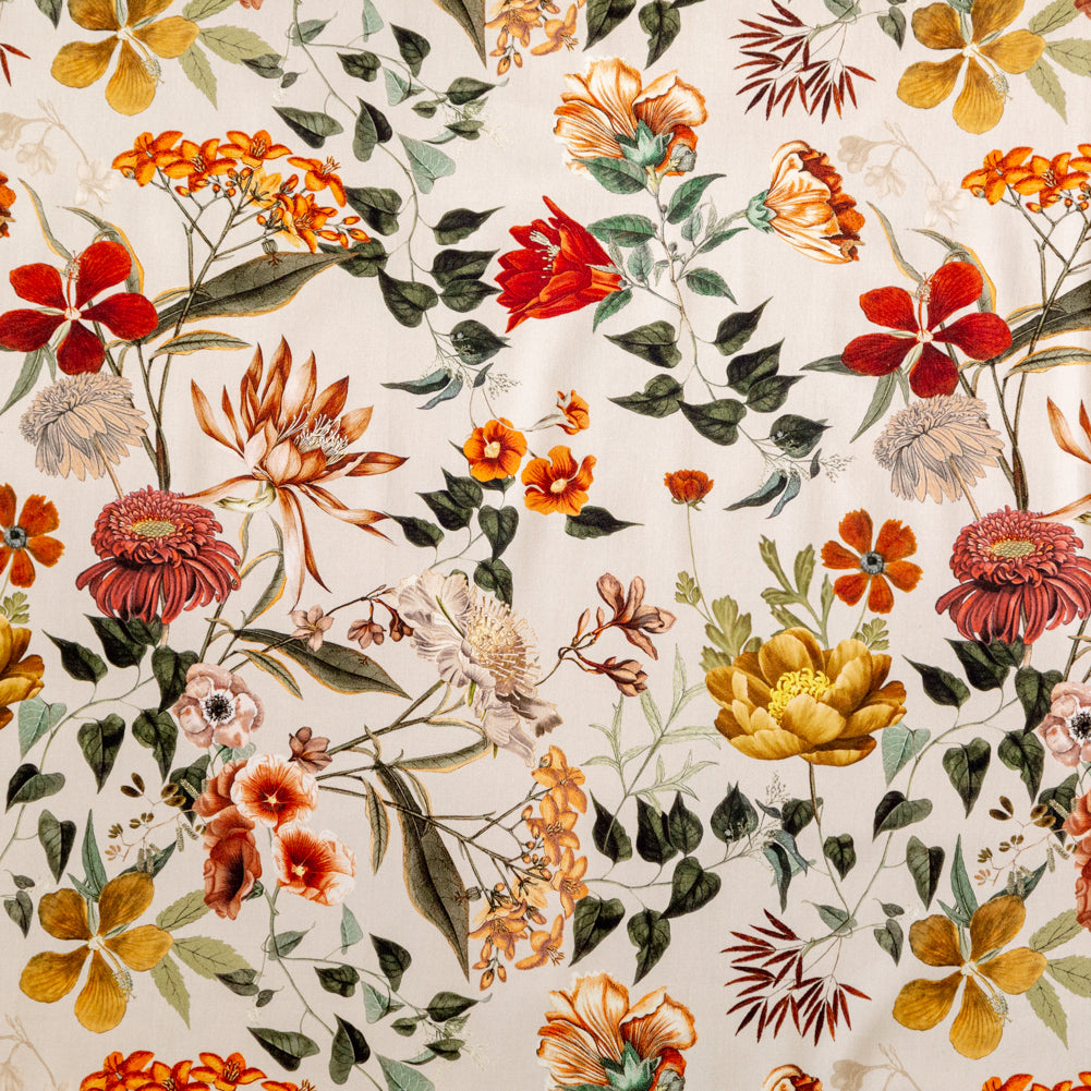 Stretch Cotton Sateen - Beige Floral - Garden of Earthly Delights Print - Mood Exclusive Harvest Collection - Joann Fabrics