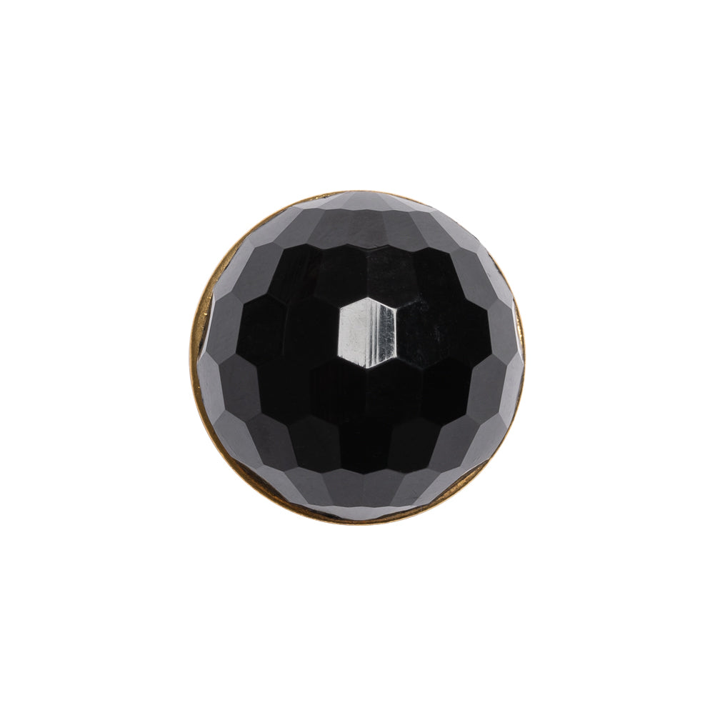 Domed Plastic Shank Back Button - Black and Metallic Gold Faceted - 32L/20mm - Joann Fabrics