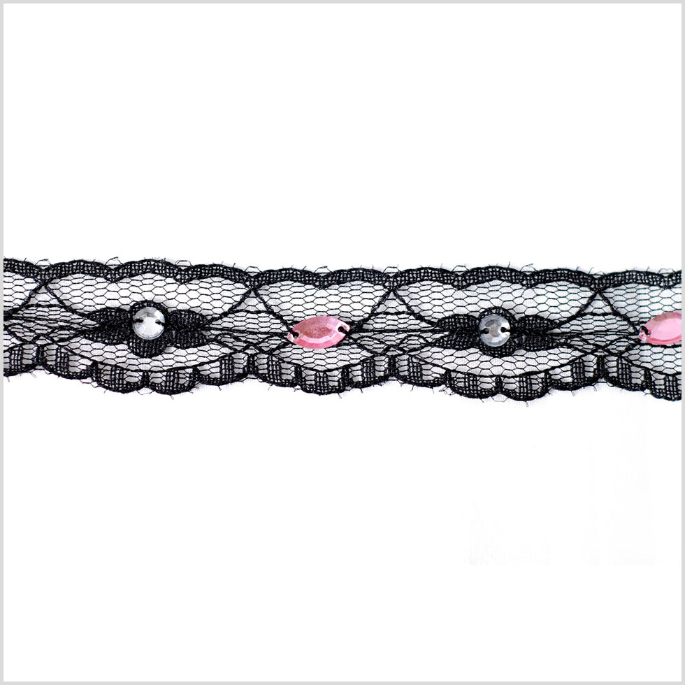 Black/Pink Beaded Lace - Joann Fabrics
