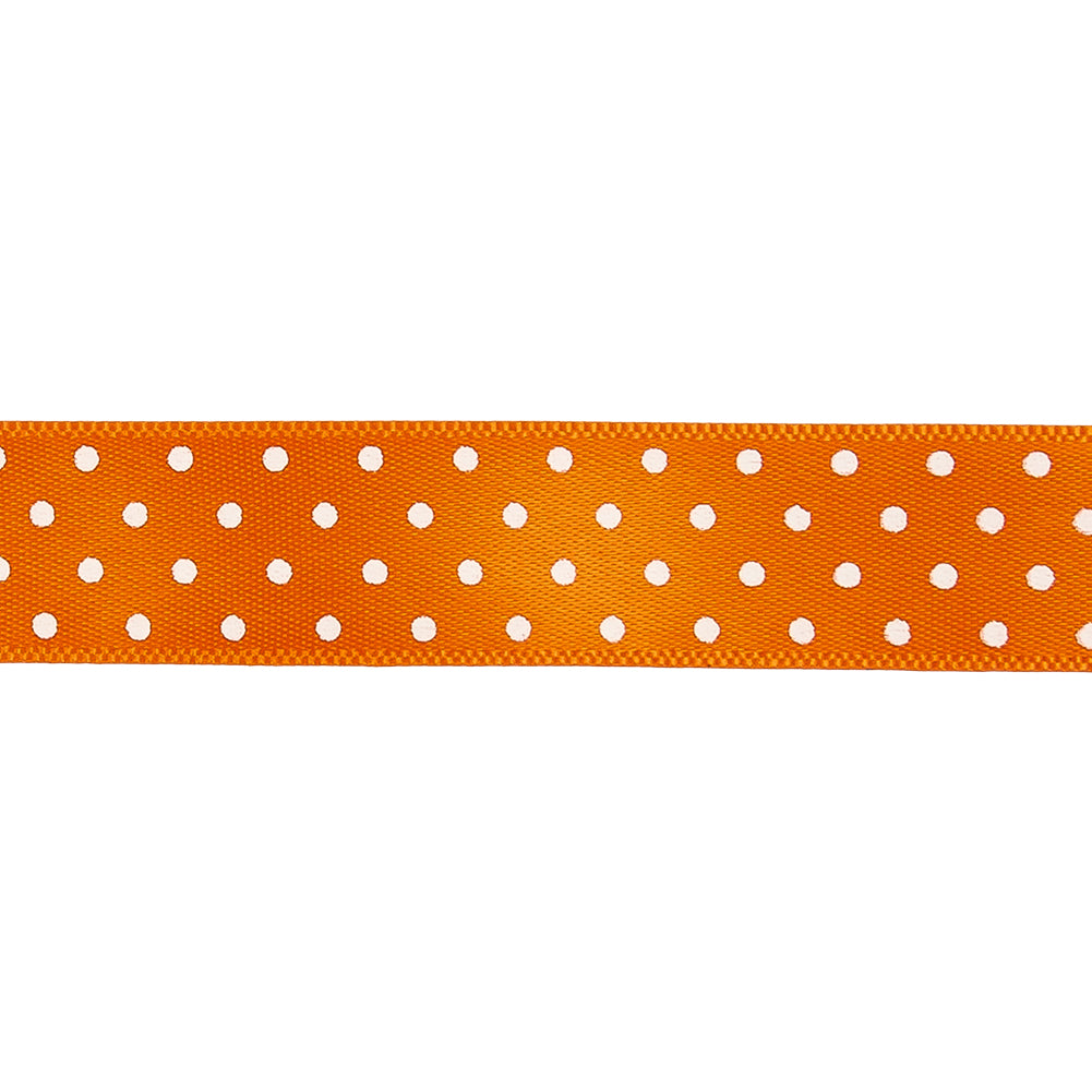 Orange and White Polka Dot Satin Ribbon - 0.625
