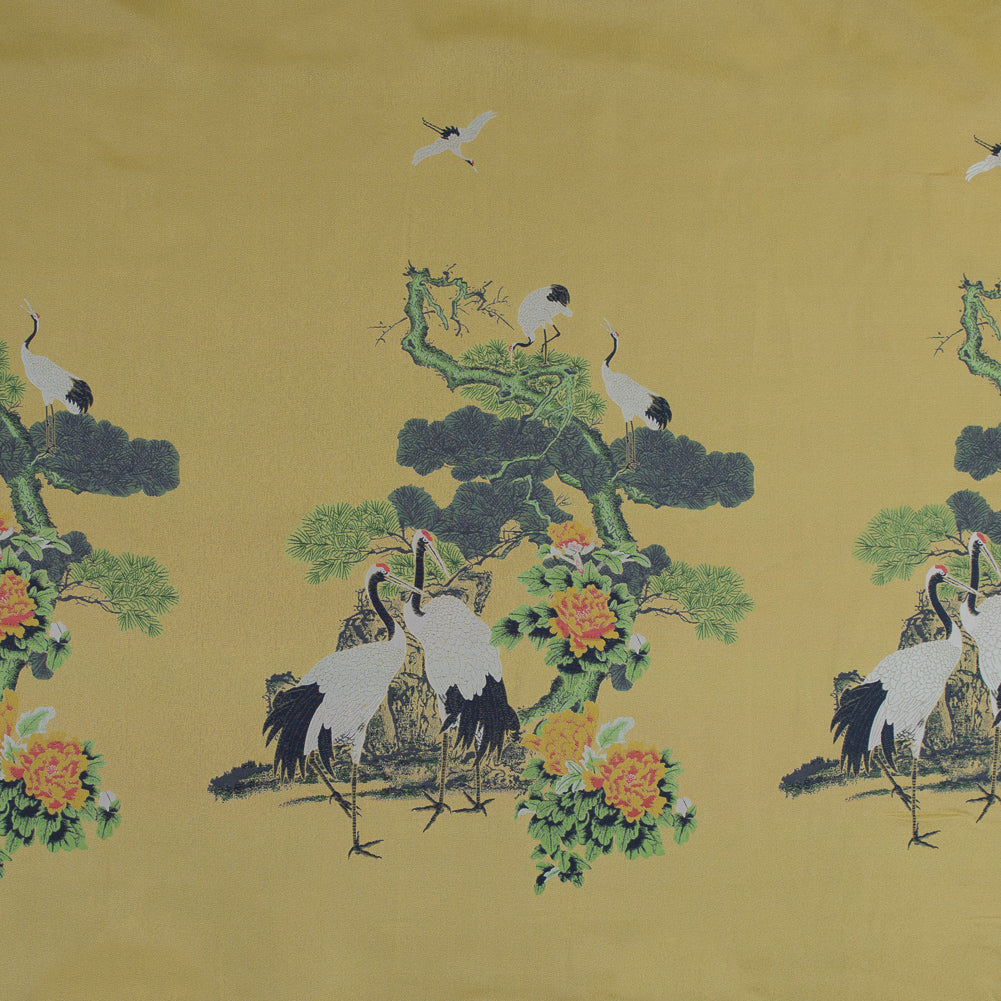 Yellow and Green Crane Jacquard Panel - Joann Fabrics