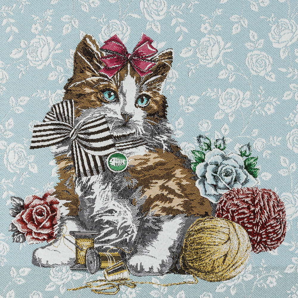 French Light Blue Posed with a Bow Cotton Blend Oversized Square Patch - 18.875