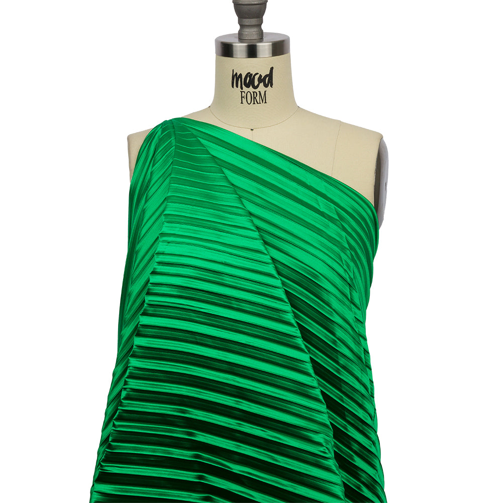 Pleated Stretch Satin - Kelly Green - Andreas Collection - Joann Fabrics