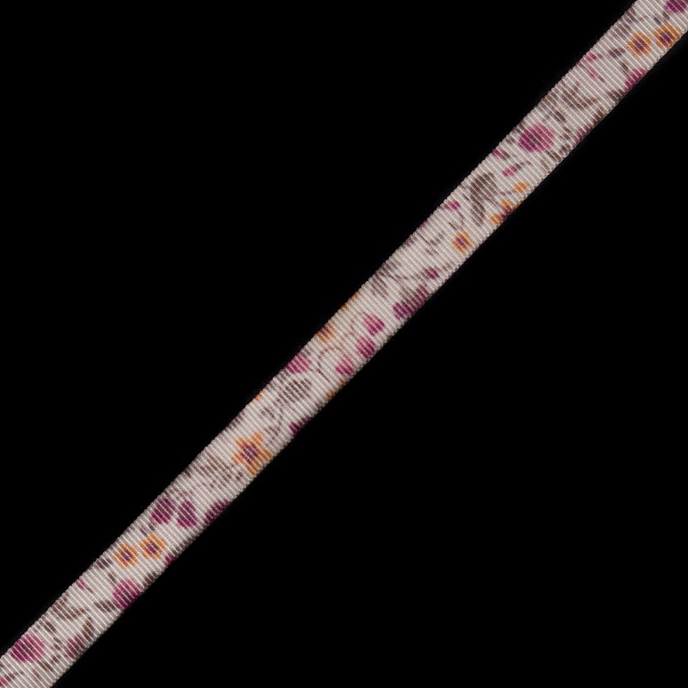 Pink Floral Printed Grosgrain Ribbon - 0.375