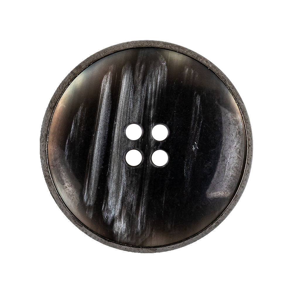Italian Iridescent Gray 4 Hole Button with Gunmetal Rim - 44L/28mm - Joann Fabrics