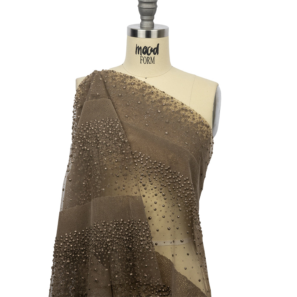 Flocked Puffy Glitter Tulle - Mink Abstract Stripes - Joann Fabrics