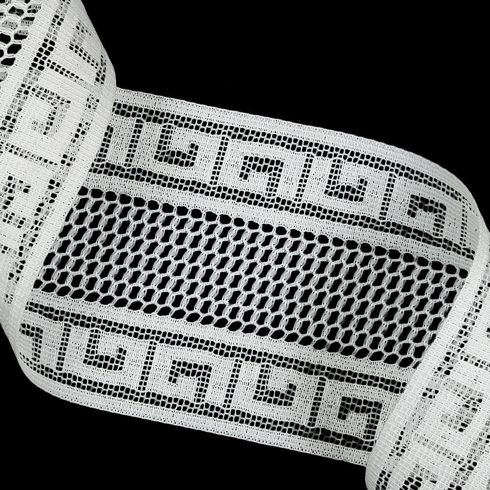White Greek Key Borders Filet Lace Trim - 2.5