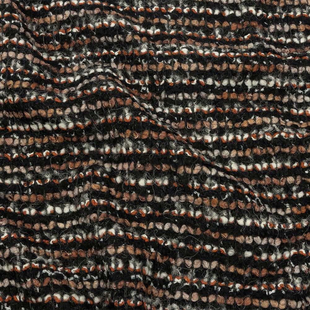 Black, Orange and Tan Striped Boucle Chunky Wool Sweater Knit - Joann Fabrics