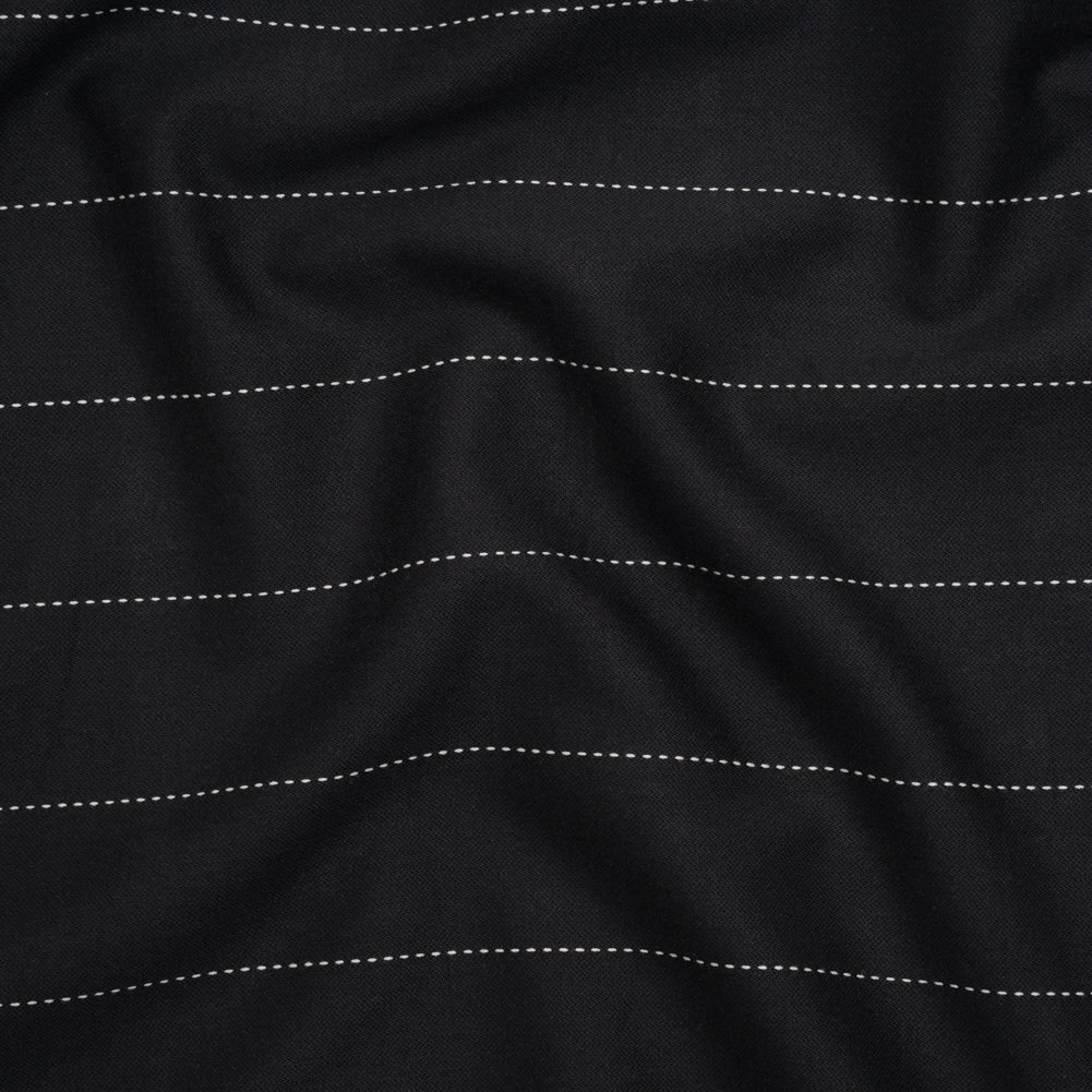 Stretch Cotton and Polyester Suiting - Black and White Stitched Stripes - Deadstock - Joann Fabrics