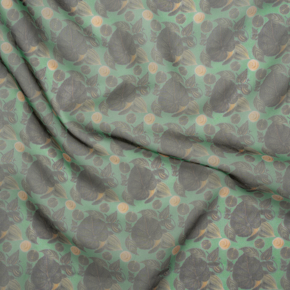 Polyester and Viscose Organza - Green and Teal Tropical Leaf Bunches - Joann Fabrics