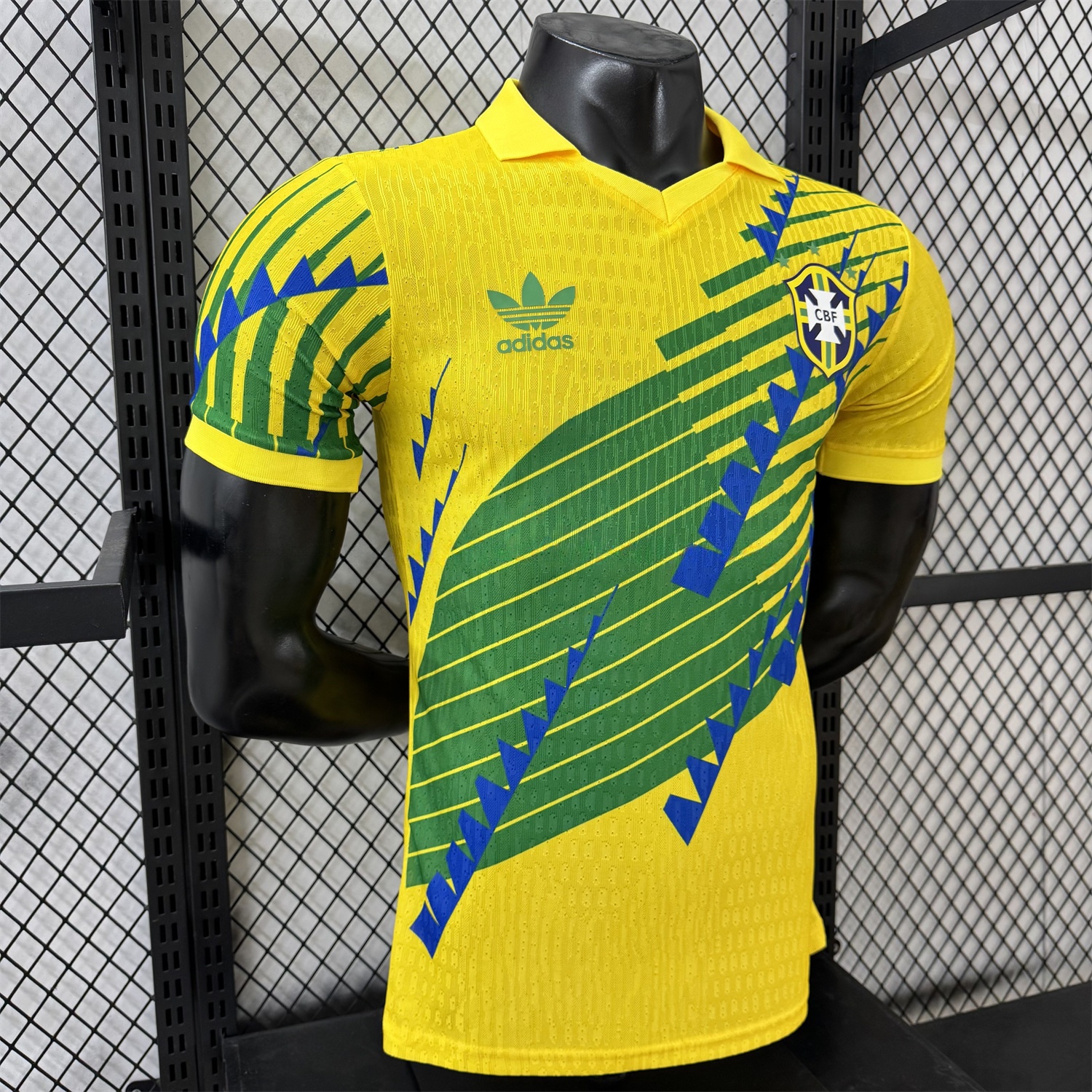 Brazil 2026 Blue-Green Stripes Yellow Special Jersey - Player Version - UnitedFutballJersey