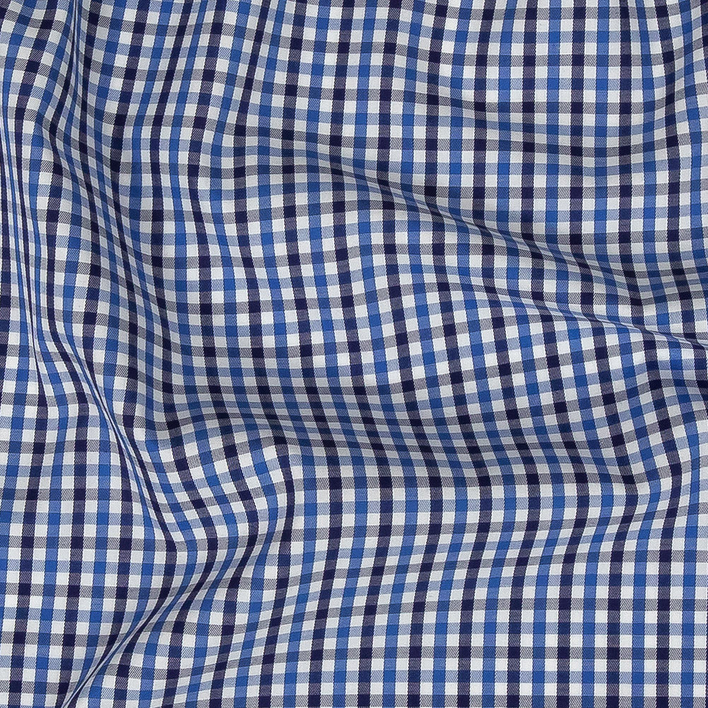 Premium Cobalt and Navy Blue Tattersall Checkered Cotton Shirting - Joann Fabrics