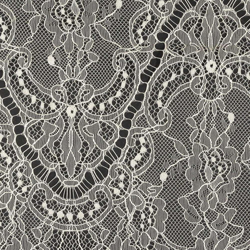 White Alyssum Floral and Paisley Chantilly Lace Trim - 12