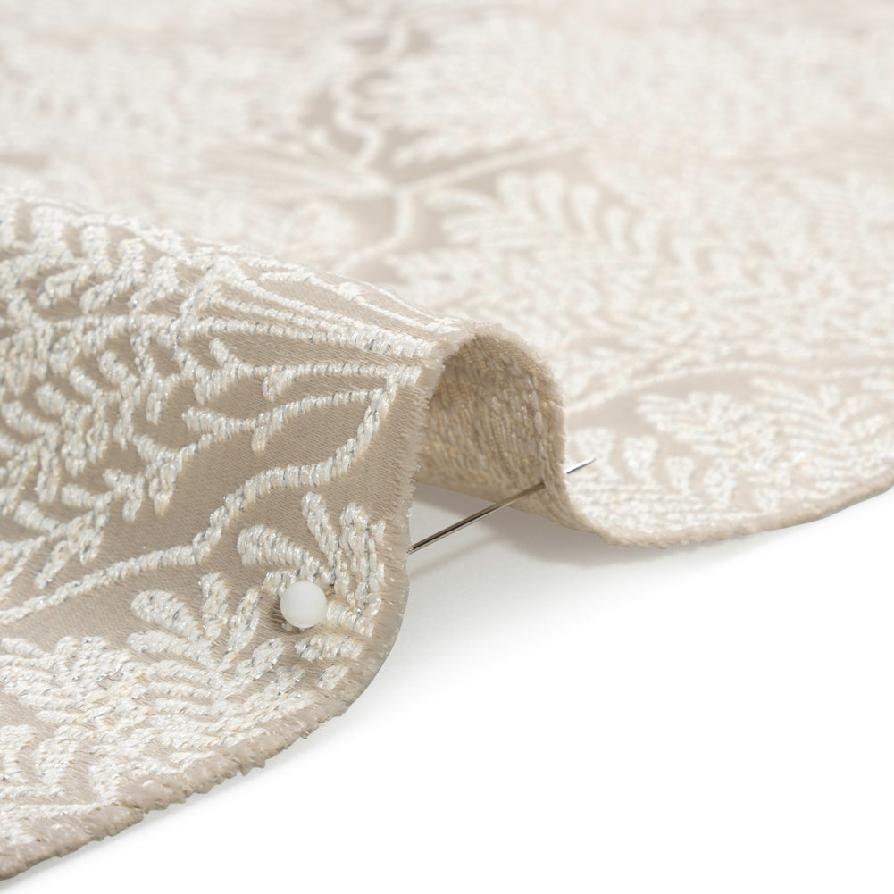 Metallic Drapery Jacquard - Porcelain Leafy Fans - British Imported - Joann Fabrics