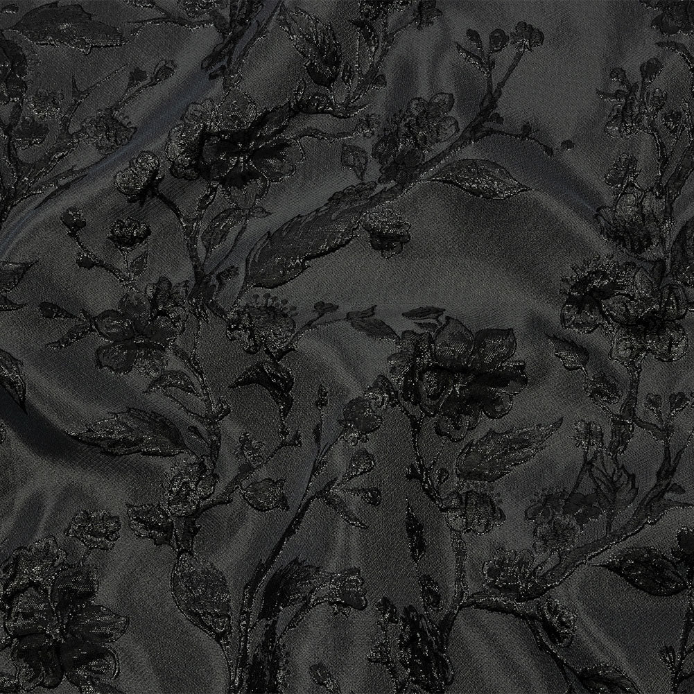 Metallic Black Flowering Vines Luxury Brocade - Joann Fabrics