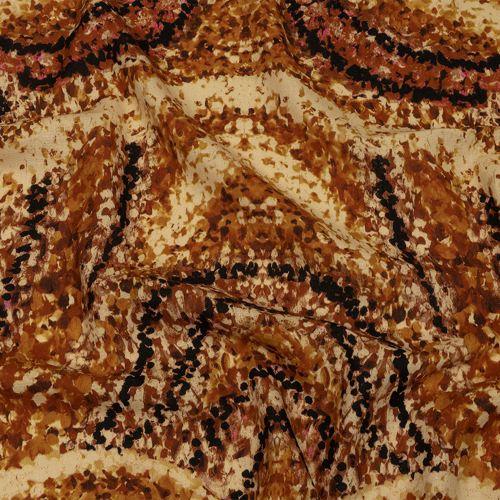 Linen and Rayon Woven - Beige and Orange Abstract - Summit Sketches Print - Mood Exclusive Rockland Collection - Joann Fabrics