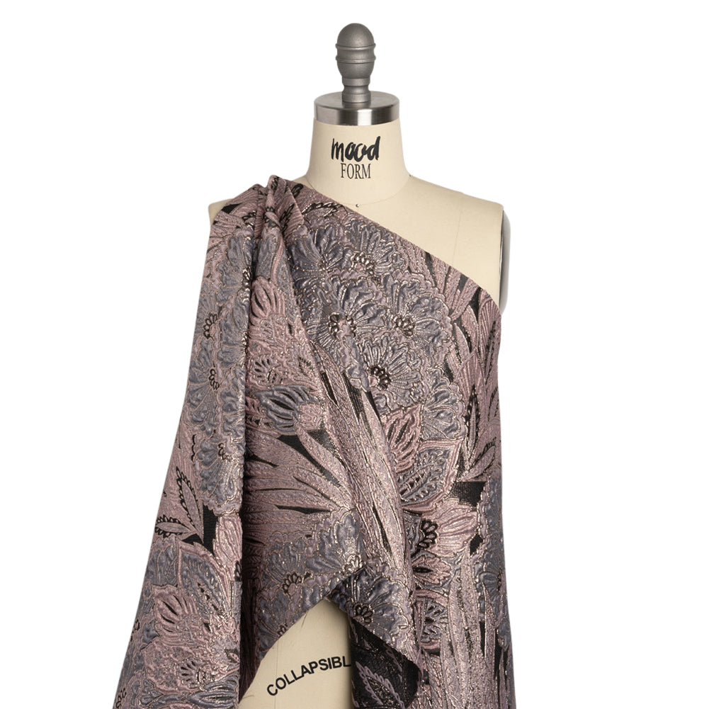 Metallic Pink, Gray and Black Gleaming Garden Luxury Brocade - Joann Fabrics