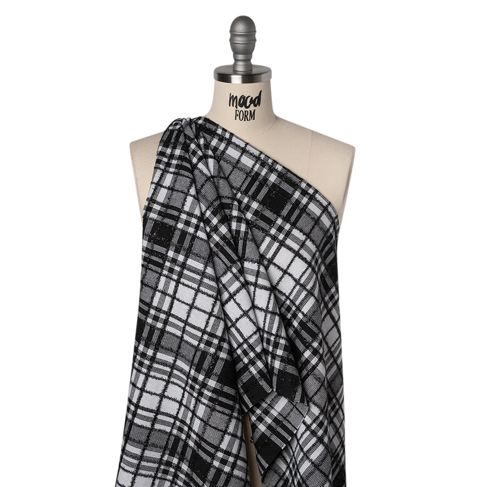 Polyester Blend Twill Tweed with Eyelash Fringe - Black and White Plaid - Joann Fabrics