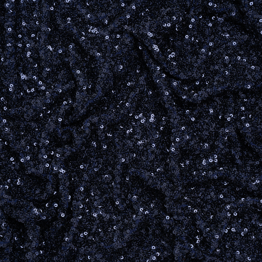 Recycled Polyester All-Over Circular Baby Sequins on Stretch Mesh - Navy - Divine Collection - Joann Fabrics