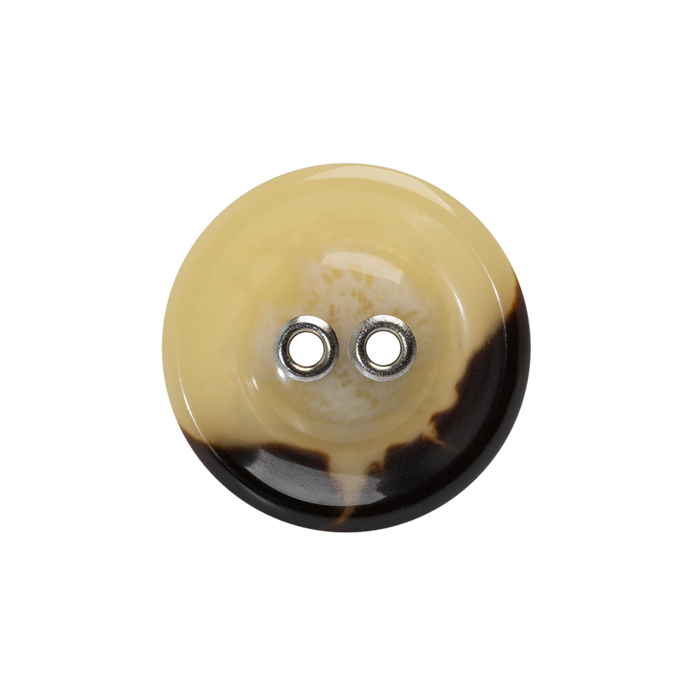 Plastic 2-Hole Button with Metal Eyelet Holes - 36L/23mm - Ivory and Brown - Joann Fabrics
