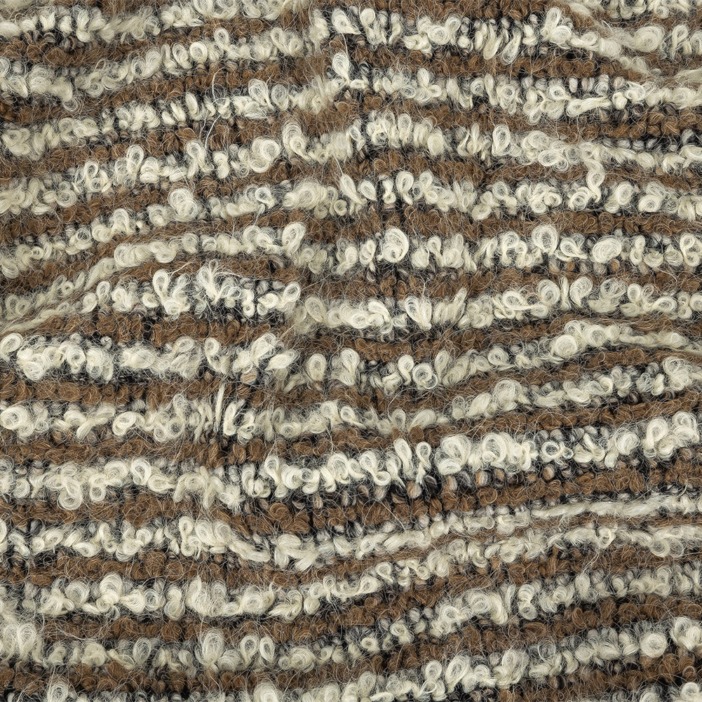 Italian Beige, Ivory and Black Striped Knit Wool Boucle - Joann Fabrics