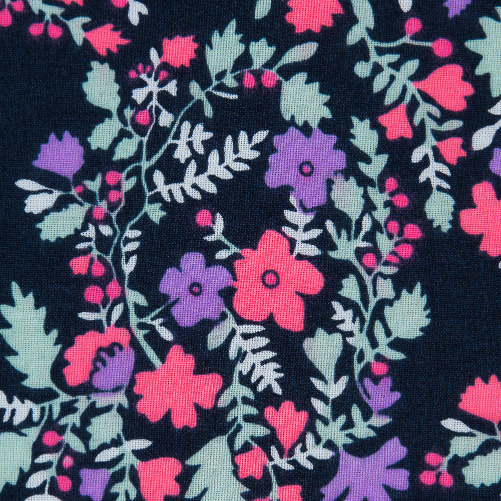 Cotton Voile Print - Hot Pink, Pale Aqua and Black Iris Floral - Joann Fabrics