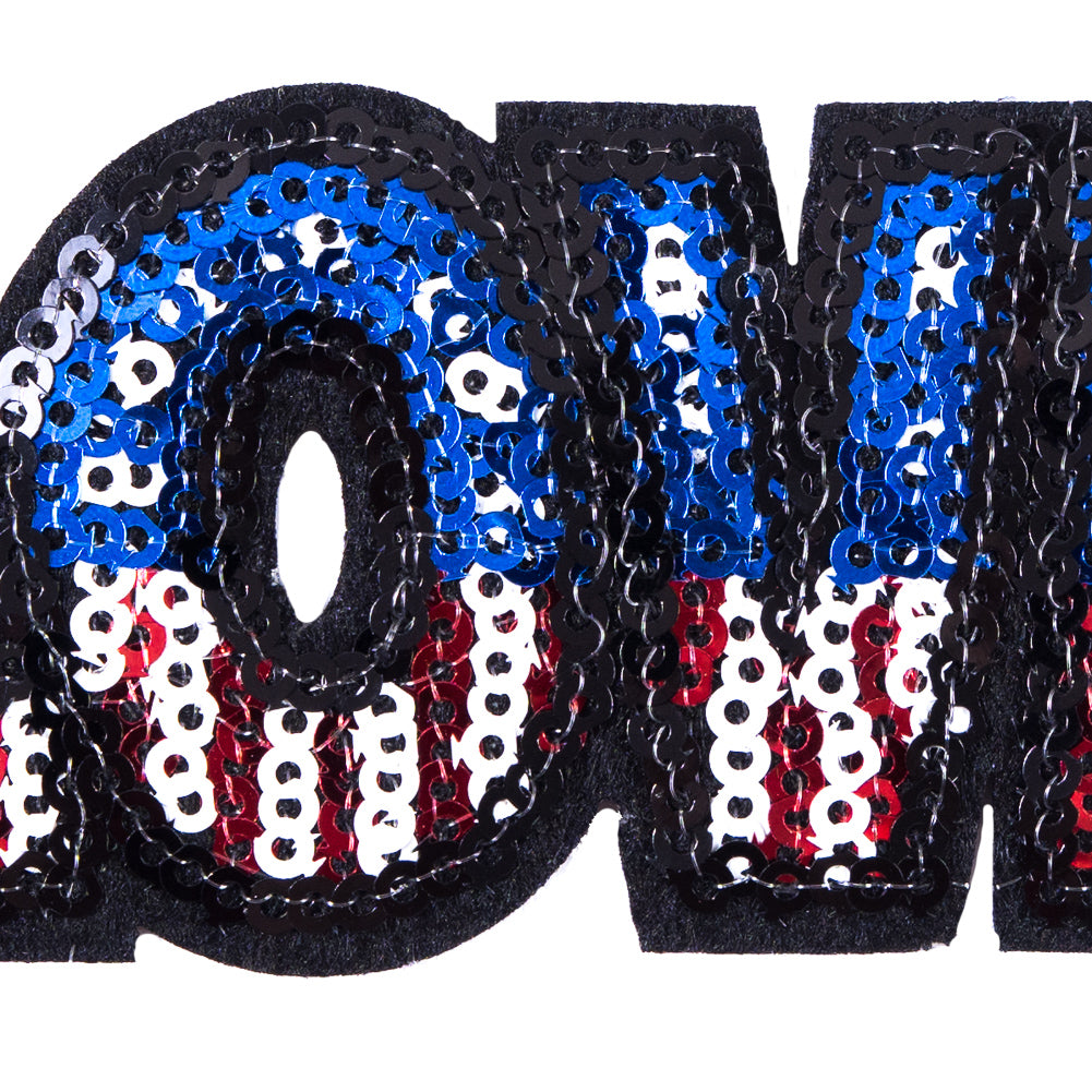 Sequin American Flag Love Patch - 3.5