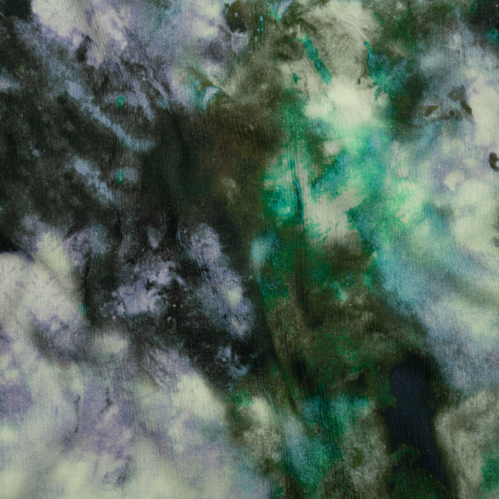 Slubbed Gauzy Cotton Woven - Blue, Green and Lavender Abstract Painting - Mood Exclusive Celestial Drift Print - Joann Fabrics