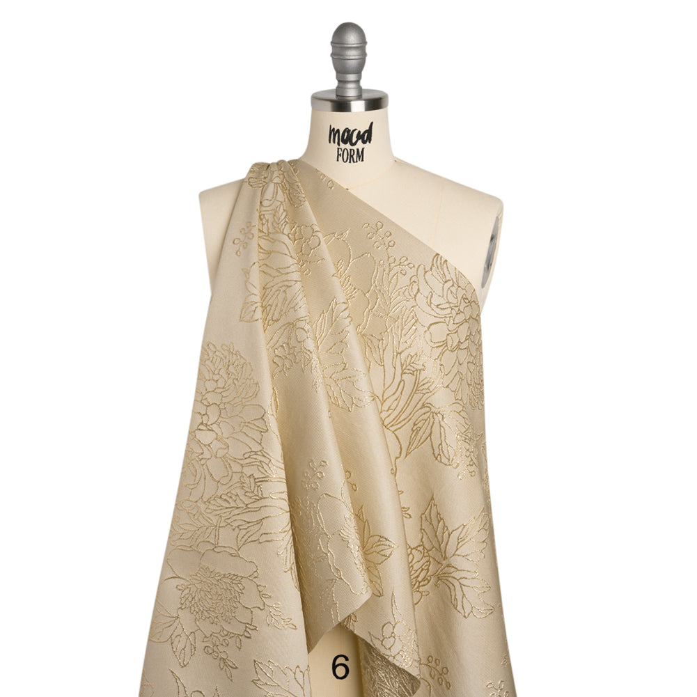 Metallic Brocade - Beige and Gold Illustrated Garden - Joann Fabrics