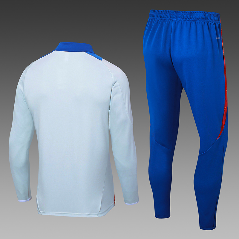 2024-2025 Spain Half-Pull Training Suit Baby Blue Football Shirt Set