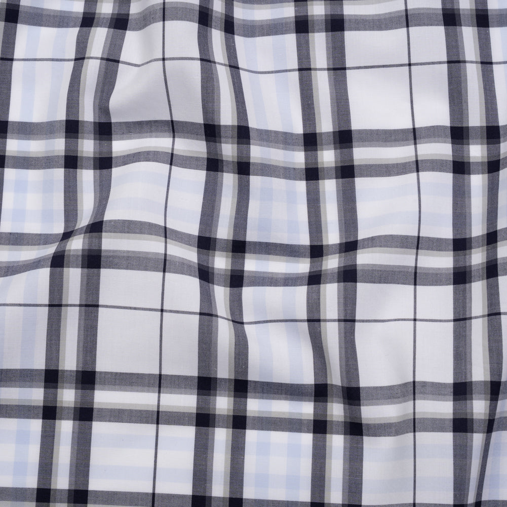 Cotton Shirting - Midnight Navy, Greige and White Plaid - Deadstock - Joann Fabrics