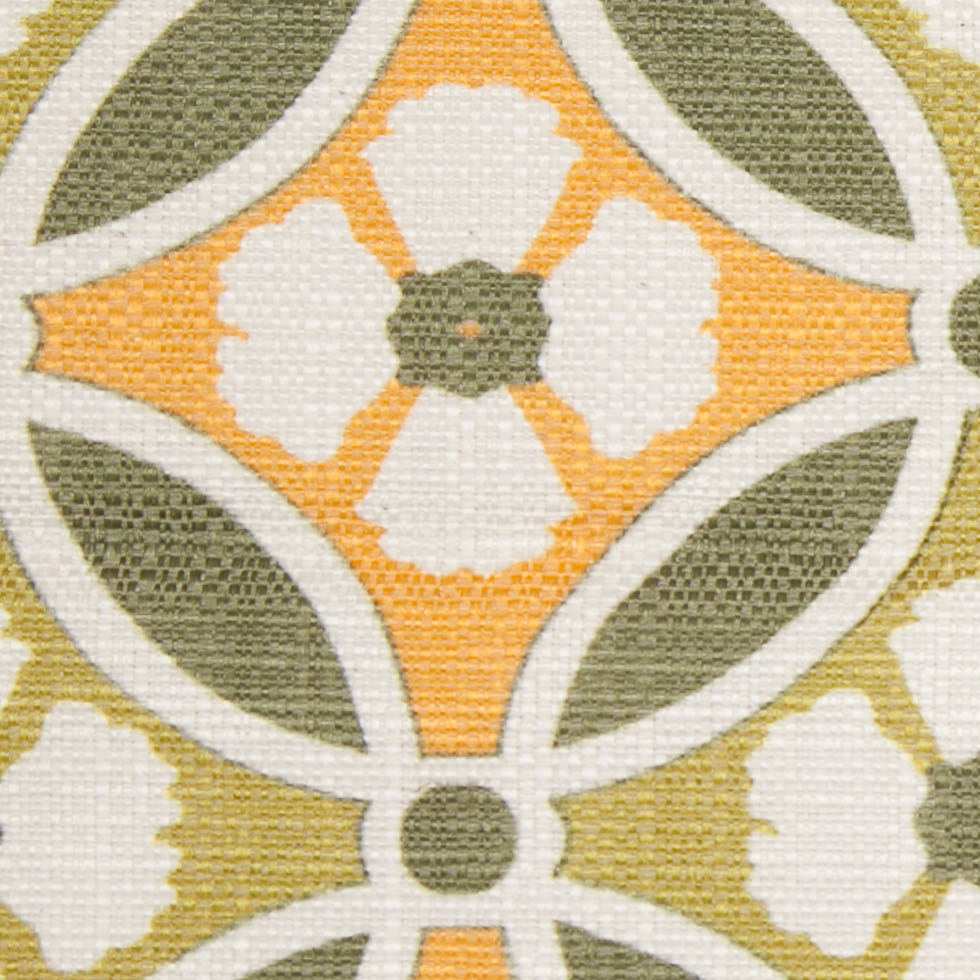 Spanish Green/Orange Floral Geometric Poly/Cotton Canvas - Joann Fabrics