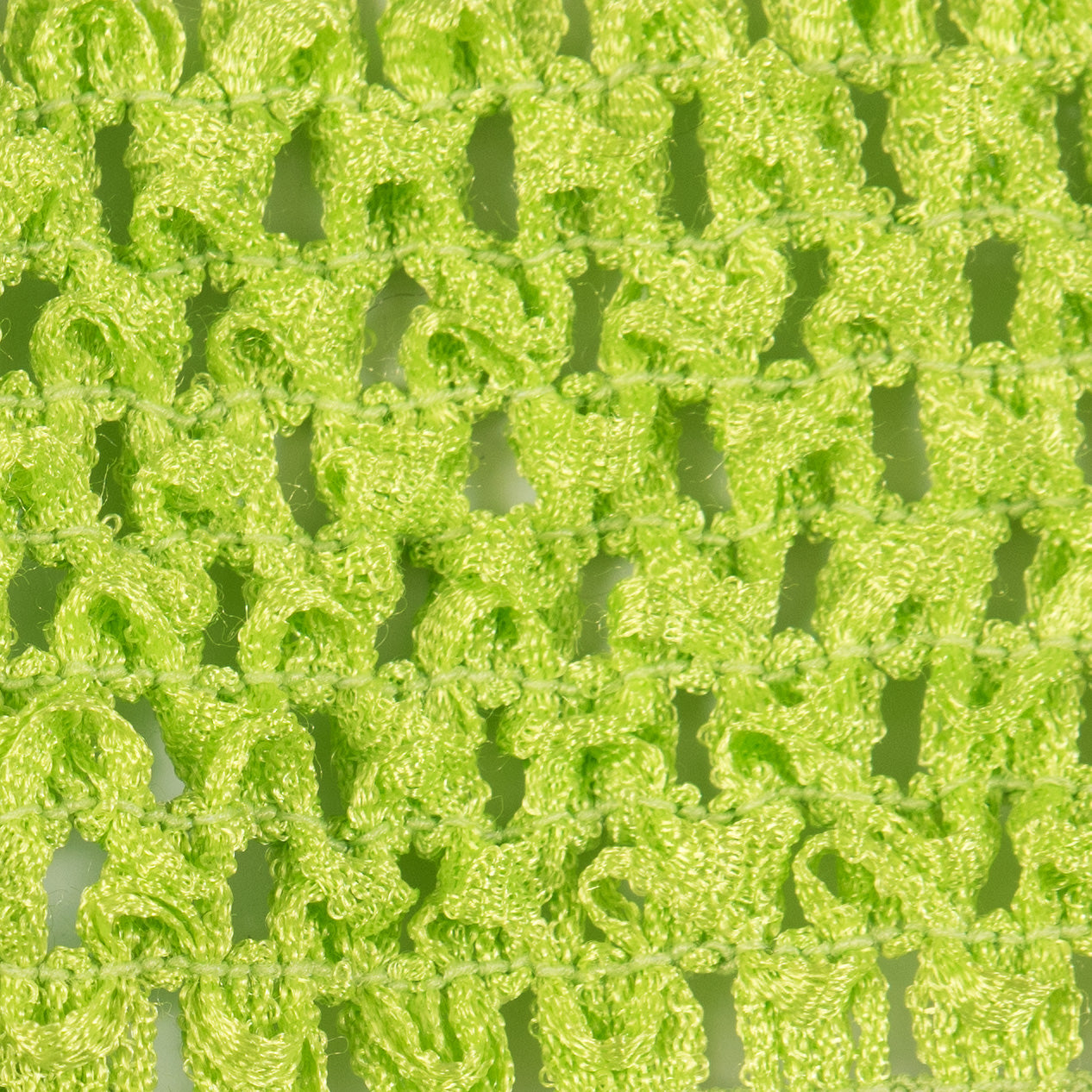 Lime Green Stretch Puckered Crochet Trim - 2