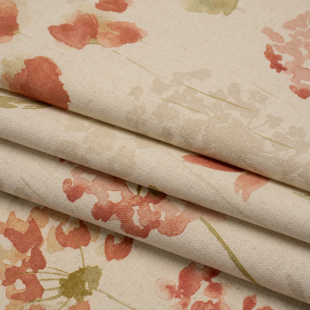 Printed Cotton Canvas - Berry Watercolor Blooms - British Imported - Joann Fabrics
