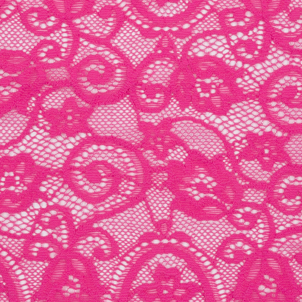 Palm Beach Floral Scrolls Stretch Lace Trim with Scalloped Edges - 6.25